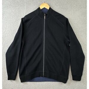 Tommy Bahama Reversible Full Zip Sweater Mens Medium Black Blue Casual